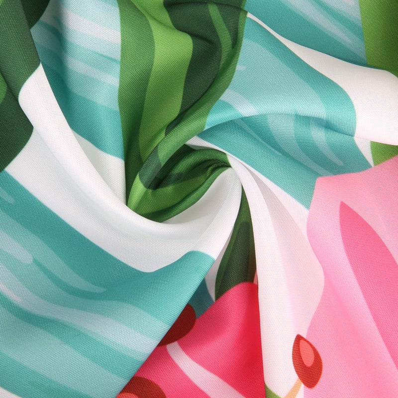 LIVILAN Floral Shower Curtain, Green Shower Curtain, Tropical Shower Curtains for Bathroom, Flower Shower Curtain, Botanical Shower Curtain Set with 12 Hooks, Plant Bathroom Decor, 72X72 inches - Image 5